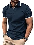 ZITY - Camisas tipo polo para hombre con cierre de un cuarto de manga corta, absorbe la humedad, polo de golf con cuello,...