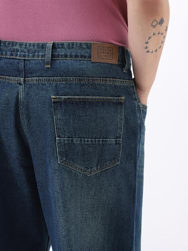 Image of Urbano Plus Men's Loose Baggy Fit Heavy Washed Jeans Non-Stretchable