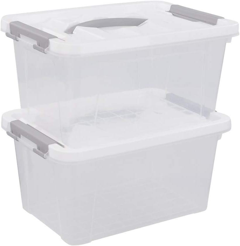 Amazon.com - CadineUS 14 Quart Clear Latching Box, Plastic Storage ...
