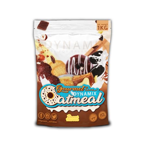 DYNAMIX Harina de Avena Instantánea 1 kg | Sabor DONUT | Alto en Fibra, Bajo en Azúcar, Efecto Saciante, Disminuye el Colesterol | Ideal para Batidos y Recetas | Oatmeal