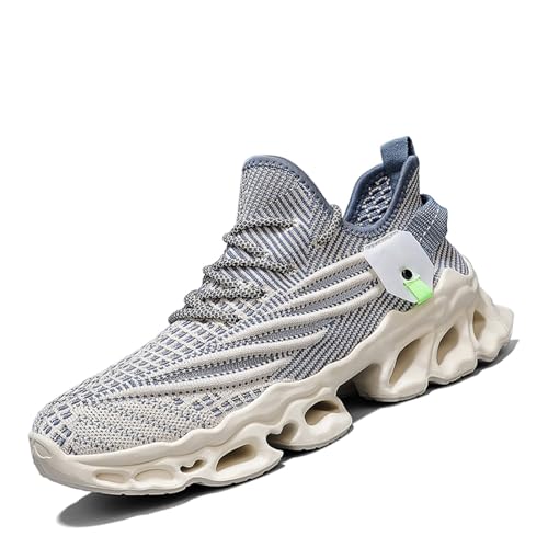 SPWAGYM Men's Fashion Sneakers Casual Walking Shoes Lightweight Jogging Trainers Cushioned Athletic Sneakers Beige Size 7