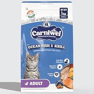 Carniwel Dry Cat Food with Ocean Fish & Antarctic Krill | Fresh & Natural Ingredients | Highly Palatable | Supports Healthy Skin & Glossy Coat | Premium Nutrition for Adult Cats, 1kg
