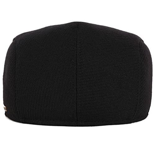 Men's Newsboy Hat with Earflaps Flat Ivy Caps Irish Cabbie Cap (Black) - Image 4