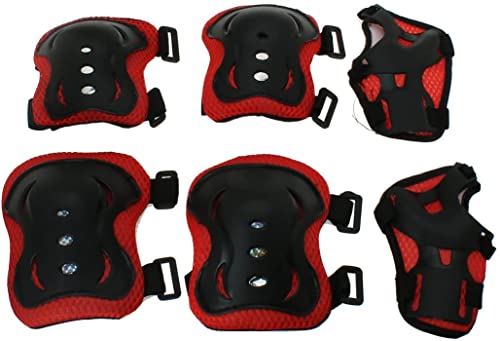 XYWHPGV Skating Bicycle Skateboard Sports Protector Palm Wrist Elbow Knee Support Set Red Black(D6476 8C7CA FFEA4 A1315 0C3FE EB5CF