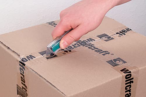 wolfcraft Sicherheits-Trapezklingen-Messer aus Kunststoff, 4135000, Zum sicheren Schneiden von Karton, inklusive einer Trapezklinge