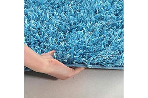 Image of FIASCO Polyester Shaggy Bedside Runner, Soft Indoor Modern Shaggy, Soft Rugs for- Living Room, Dinning Room, Office, Bedroom & Hallway Carpet Rugs Size 3X5 Sky Blue