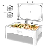 Bemkop Chafing Dish Buffet Set,Rectangular Chafing Dish with Glass Top, Soft-Close Lid,Chafer for Ca