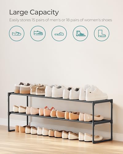 Image of SONGMICS Shoe Rack, 2-Tier Shoe Organizer, Metal Storage Shelf