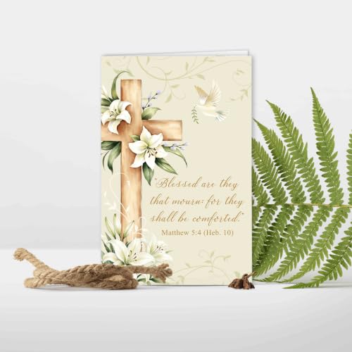 Image of Religious Sympathy Card with Bible Verse, Christian Condolence Cards for Loss of Loved One, Faith Based Bereavement Gift, Deepest Sympathy Greeting Card for Family Friend Coworker