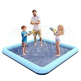 Lubolee Piscina Chorros Niños y Perros, Splash Pad Perros con Borde Reforzado, Juegos de Agua para Niños Diseño Antideslizante, Juguete de Agua de Verano para Jardín y Exteriores (170CM)