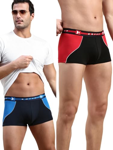 Image of KOFFY Pliable Cotton Modal Colorblocked Mini Trunk with Seamless Waistband
