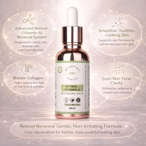 Image of High-Potency Retinol Serum (Vitamin A), 30ml | Helps Reduce Appearance of Fine Lines, Acne Marks & Pores, Night Renewal Formula, For Smooth Skin