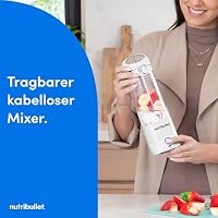 nutribullet Portable, Smoothie Maker to go, 475 ml BPA-freier Becher, kabellos, wiederaufladbar für 15+ Mixvorgänge, tragbarer mini Mixer für mix & go, zerkleinert Eis & Obst, Weiß, NBP003W – Ansicht 2