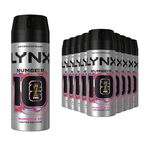 Lynx FIFA No. 10 Anti-Perspirant Deodorant Spray 150 ml, 12 Pack - Limited Edition Men's Body Spray with 72-Hour Freshness, Pro-Scent Technology, Marine & Citrus Notes, Anti-White Mark Formula