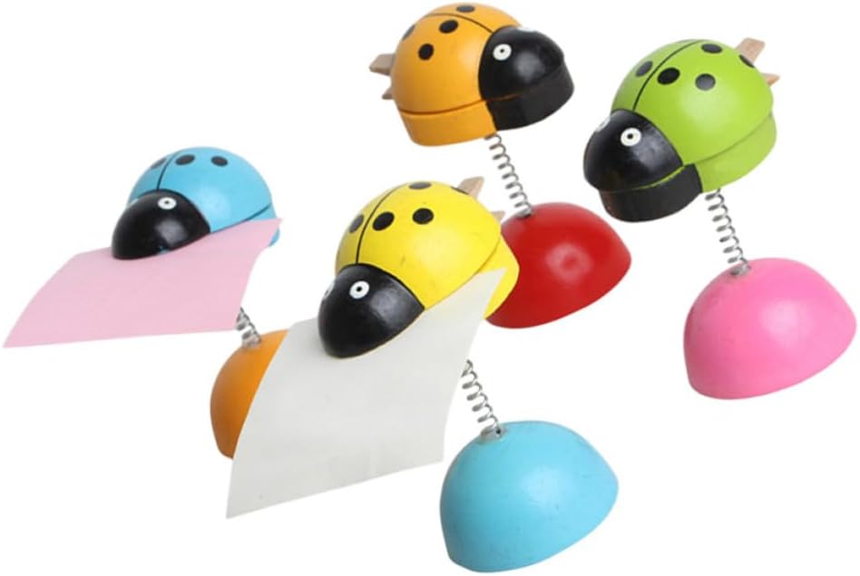 Cabilock 5pcs Animal Shaped Wooden Clips Photo Holder and Note Folder, Cartoon Style Timber Desktop Adornment for Home and Office Tabletop Use Color Color