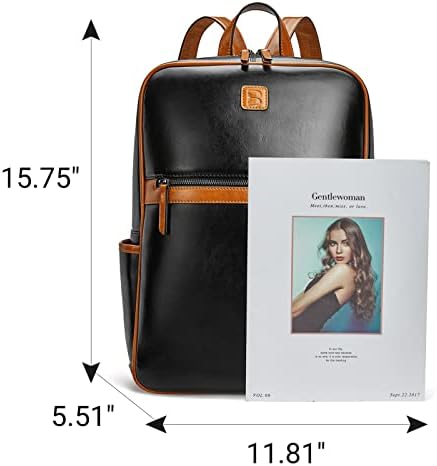 BROMEN Laptop Backpack for Women Leather 15.6 inch Computer Backpack Business Large Travel Daypack Bag Black 2 BROMEN Laptop Backpack for Women Leather 15.6 inch Computer Backpack Business Large Travel Daypack Bag Black