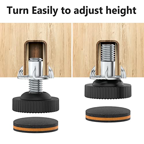 20 Pcs Adjustable Furniture Levelers with Floor Protectors, 3/8" Heavy Duty Leveling Feet with Rubber Pads, Leg levelers Screw in Table Chair Sofa Cabinet Workbench Desk