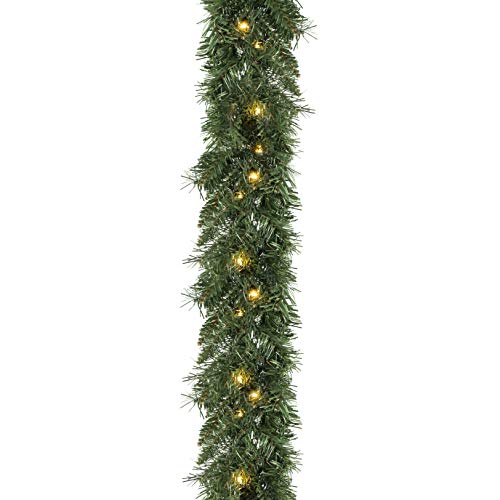 Prextex 9 Foot Artificial Garland Christmas Decorations With Pre-Strung Clear Lights Soft Green Holiday Decor Or Wedding Party Decorations #TOP1