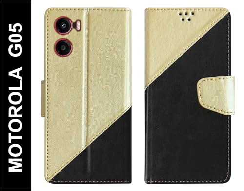 Image of SBMS Flip Cover for Motorola Moto G05 Back Cover Case with Magnatic Closure | Inbuilt Stand | Card & Money Pocket (MultiBlack)