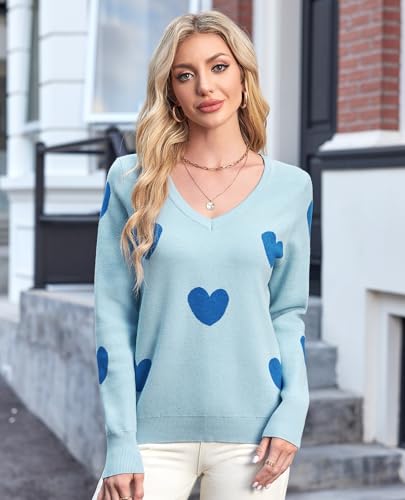 Image of Women's Spring Sweaters 2026 Casual Long Sleeve Pullover V Neck Lightweight Sweatshirts Cute Blouse Tops
