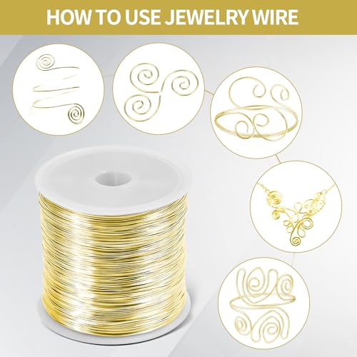 Image of 26 Gauge Wire for Jewelry Making - 328ft Tarnish Resistant Copper Wire (0.4mm X 100m) for Jewelry Making and Handcrafting (Gold)