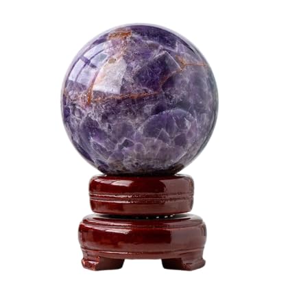 DPURPIWADY Dreamy Amethyst Ball Quartz Crystal Sphere for Home Decor Divination Witchcraft Fortune Telling Gifts,Purple,80~85mm