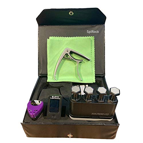 The Guitar Gift Box, Guitar Accessories kit, 7 Piece Gift Set, Unique Guitar gifts. Guitar Kit, Includes: Tuner, Capo, Finger Trainer, Pickholders, 2 Picks & Cleaning Cloth
