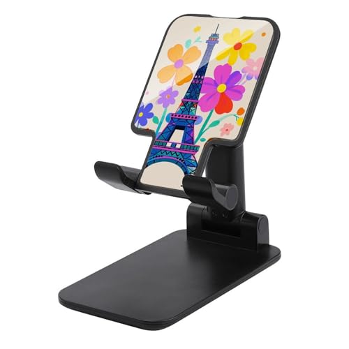 Support de téléphone portable pliable bureau compatible iPhone Android Tour Eiffel
