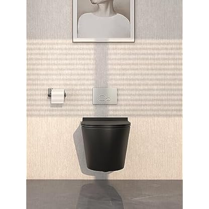 MEJE #MT2003R-BL 55.7 X 35.2 X 40.7 CM Keramik Nanoversiegelung Toilette Hänge WC Schwarz – Bild 5