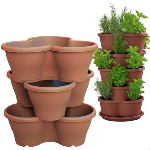 Kit 3 Vaso Treviso Tabaco Empilhável Jardim Vertical 11L Borda An...