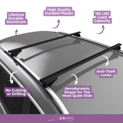 ERKUL Aluminum Cross Bars for GMC Acadia 2024-2025 | Anti Theft Lock Rooftop Accessories - Black  
ERKUL Roof Rack Cross Bars for GMC Acadia 2024-2025 | Raised Rails Compatible - Black  
Aluminum Cross Bars for GMC Acadia 2024-2025 | ERKUL Anti Theft