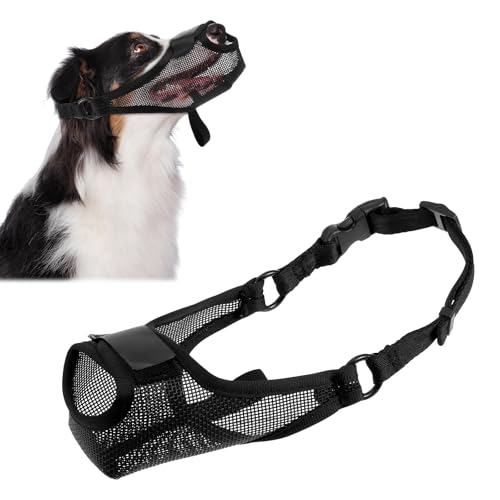 Gjinxi Dog Muzzle Medium Dog, Soft Mesh Muzzle with Front Opening Design, Training Muzzles for Dogs to Prevent Biting Chewing Grooming Allows to Pant and Drink (M, Black)