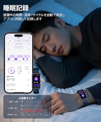 FOSMET FOS10 スマートウォッチ 1.47インチ iphone対応 アンドロイド対応 曲面ディスプレイ IP68防水 Bluetooth5.3 1000nit高輝度 100種類以上の運動モード 24時間健康管理 着信通知 150+文字盤と文字盤自由設定 音楽再生 天気予報 日本語説明書付き 付属ベルト2本ベルト交換可能 軽量 薄型 TELEC認証取得済 (ダークブルー)