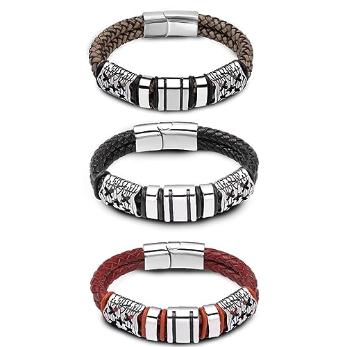 Bracelet cuir gris tressé vintage pour look punk au quotidien