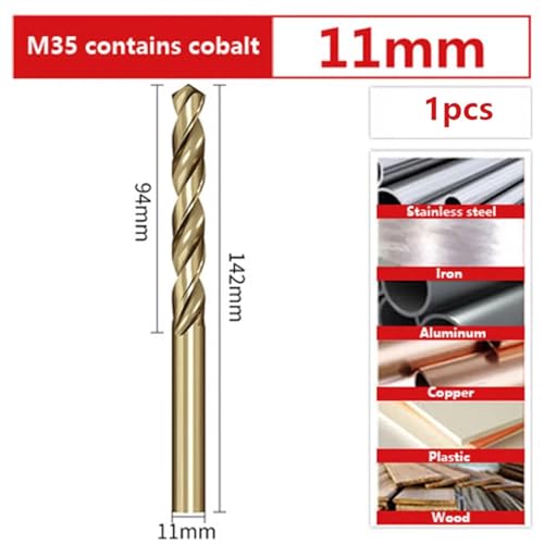Foret hélicoïdal cobalt 11mm pour perceuse électrique à main et acier dur - 2