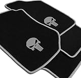 Auto I Autoteppiche I Automatten I Fussmatten I Schwarz I Druck Punisher passend für Nissan 200SX S12 Silvia 1983-1989 4-teiliges Set mit Halter