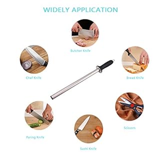 Wiitek 12inch Diamond Houselold Sharpening Rod, Professional Kitchen Knife Sharpener Steel, Premium Knife Blades Honer, Ideal for Kichen, Master Chef, Home Cooking and Hunting, 600# Grit, Oval