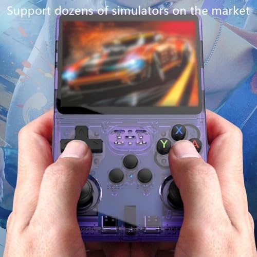 Keyboy Game Console R36S Retro Handheld Game Console with 64/128G Built-in 21000+ Classic Games, Open Source Linux System 3.5 Inch IPS Screen Portable Pocket Video Player (Purple Translucent 128G) - Image 2