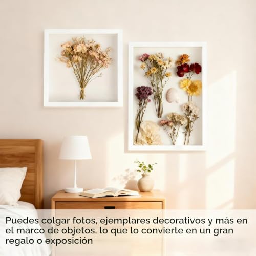 Miniatura 3 de 3d Marco De Fotos, 30 X 40 Cm, Marco De Fotos Profundo Para Rellenar, 3d Marcos De Caja De Sombra, Con Placa Acrílica Transparente, Marcos De Objetos Más Profundo 3cm, Para Fotos, Flores Ramo, Blanco