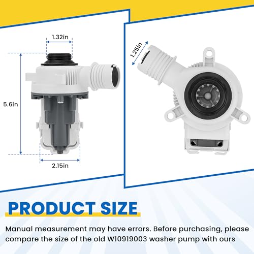 W10919003 W10775446 Washer Drain Pump Replacement Compatible for Whirl-pool Ken-more May-tag Ama-na Washing Machine,Replace 4461359 AP6038235 PS11770076 EAP11770076 by MIFLUS