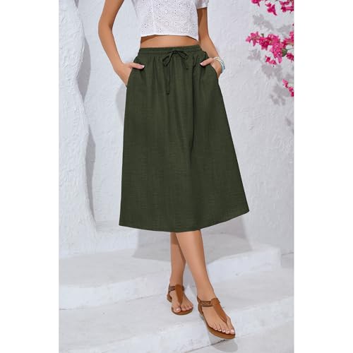 Image of Witsmile Women's Summer Pleated High Waisted Casual Flowy Skirt Pockets