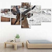SIGNWIN 5 Panel Canvas Wall Art Animals Deer Modern Artwork for Home Decorations Ready to Hang - 60
