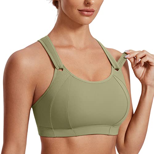SYROKAN Women's Sports Bra Front Adjustable High Impact Support Padded Wireless Racerback Plus Size Running Bra