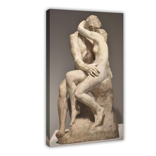 The World's Top 100 Peintures The Kiss by Auguste Rodin Poster Impression sur toile pour chambre d'adolescents et garçons 40,6 x 61 cm