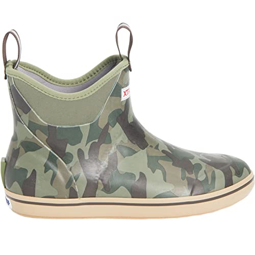 Image of XTRATUF Men's 6 inch Waterproof Slip Resistant Breathable Lightweight Rubber Performance Ankle Deck Boat Fishing Boots, Camo, 11