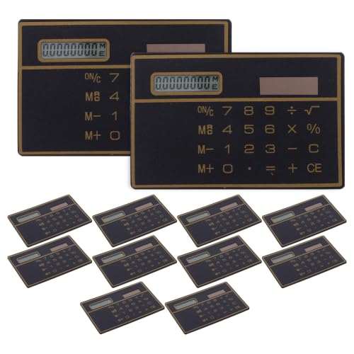 12 Pack Black Solar Powered Calculator for Students Travel