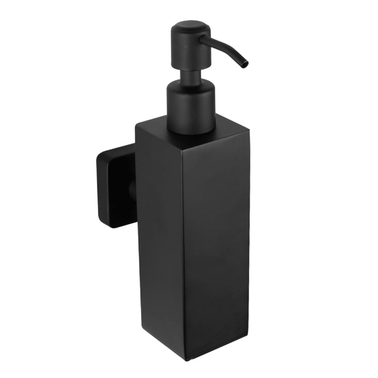 Dosatore per Sapone Liquido da Muro 200ml Acciaio Inox Nero | Quadrato, Ricaricabile e Antigoccia, per Cucina e Casa, Installazione Semplice