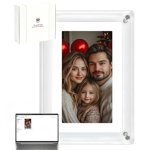 Cadre photo numérique en acrylique de 12,7 cm, mémoire 4G, rotation automatique à 360°, USB-C, cadre numérique et cadre photo numérique.