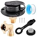 Rv Water Inlet with Check Valve,3/4 Nh Female To 1/2 Npt Male Thread Rv Fresh Water Inlet Connection Fittings,Lead-Free Brass Rv Fresh Water Fill Inlet Replacement with Dust Plug for Rv Camper
