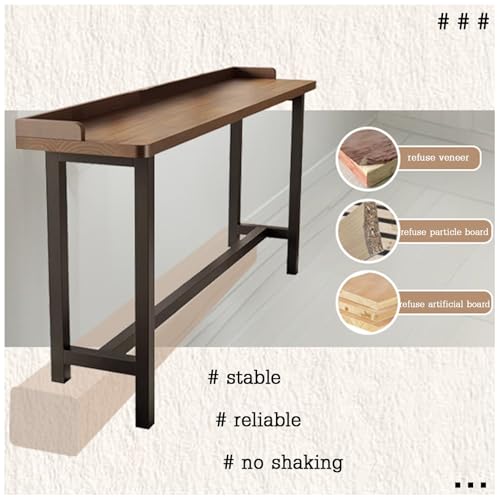 Table haute rectangulaire 120cm avec structure industrielle et finition bois